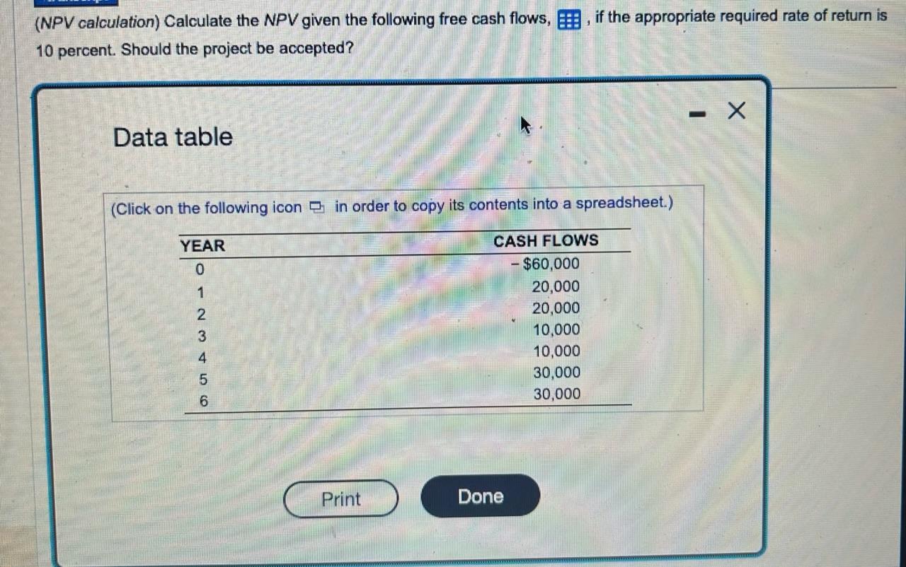 Solved (NPV Calculation) Calculate The NPV Given The | Chegg.com