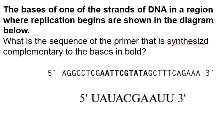 Solved The bases of one of the strands of DNA in a region | Chegg.com