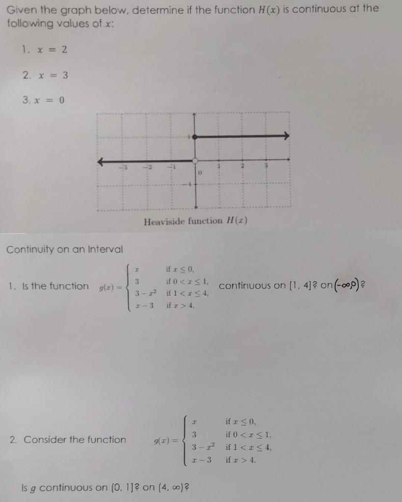 Solved Given The Graph Below Determine If The Function H Chegg Com