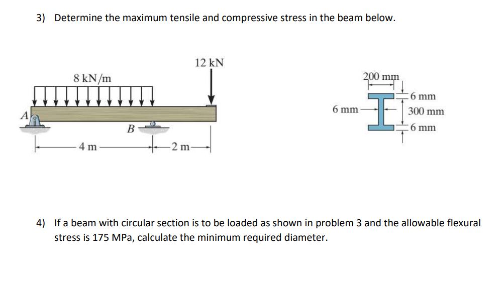 Solved 3) Determine The Maximum Tensile And Compressive | Chegg.com