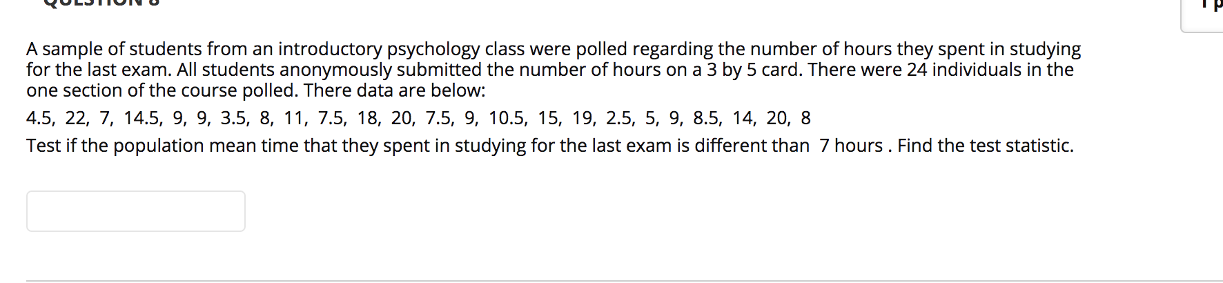 Solved A sample of students from an introductory psychology | Chegg.com