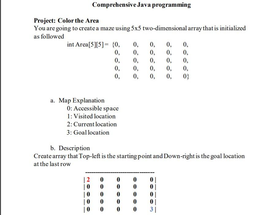 Solved Comprehensive Java programming Project: Color the | Chegg.com