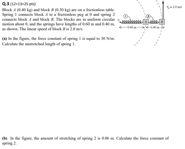 Solved V 2 0 M S Q 3 12 13 25 Pts Block A 0 40 Kg And Chegg Com