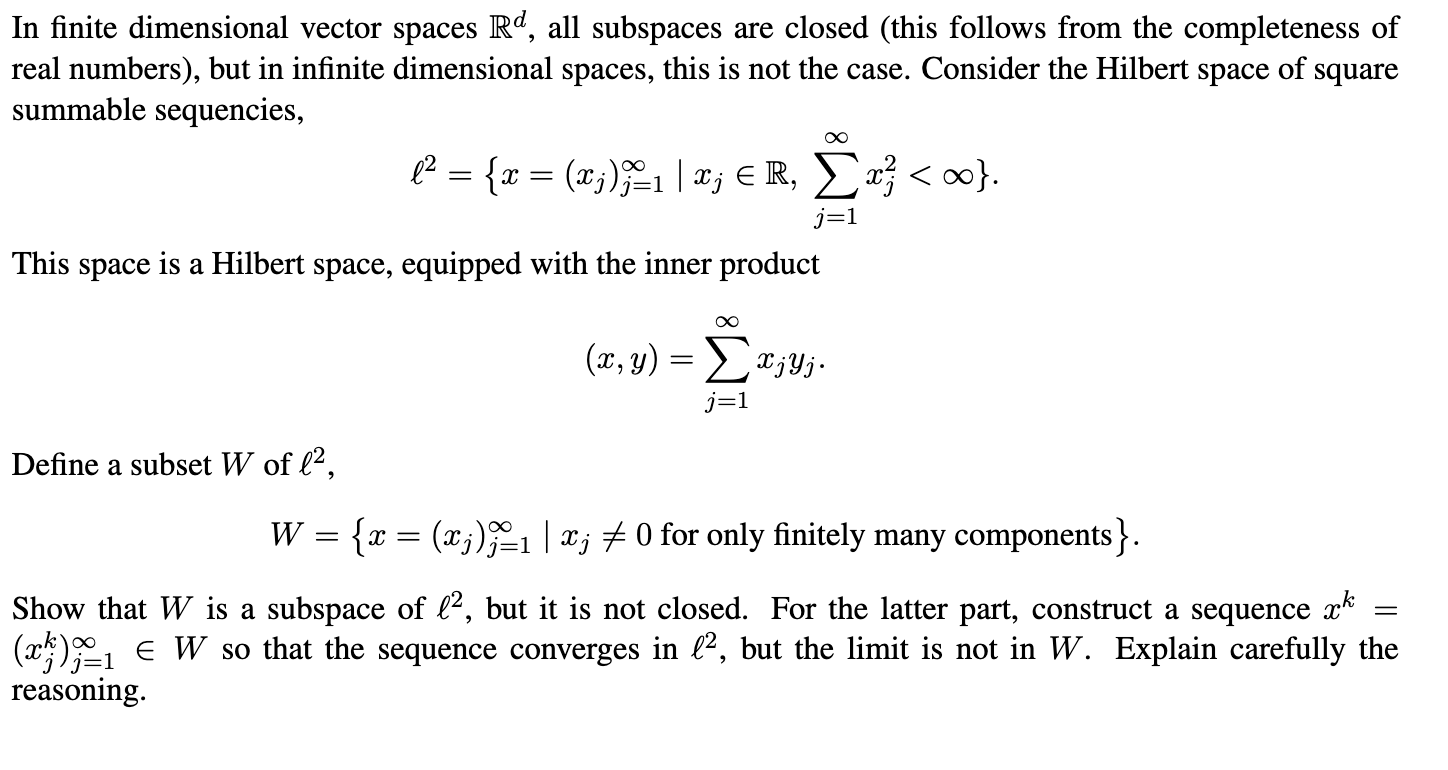 In Finite Dimensional Vector Spaces Rd All Subspa Chegg Com