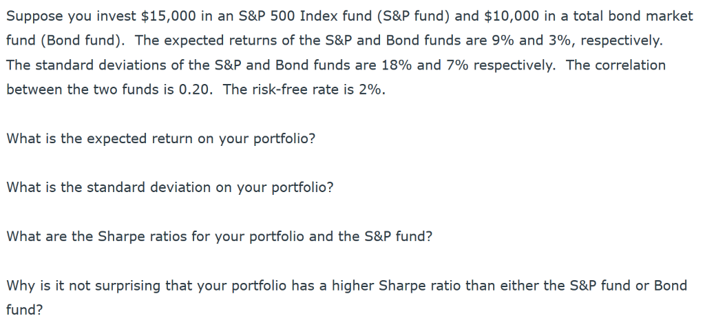 Solved Suppose You Invest 15 000 In An S P 500 Index Fun Chegg Com
