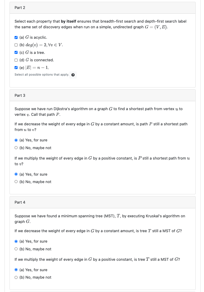 Solved Part 2 Select Each Property That By Itself Ensures Chegg Com