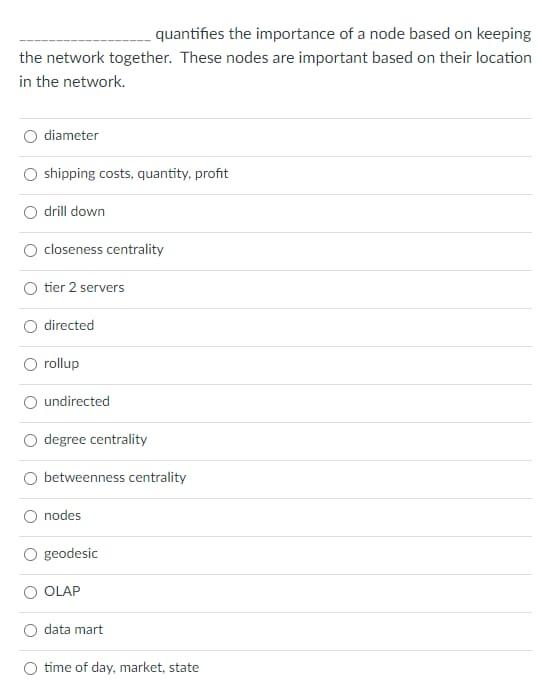 Solved quantifies the importance of a node based on keeping | Chegg.com