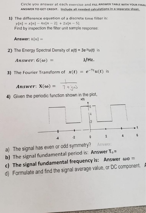 Solved 0) Formulate the FS Coefficient a (formulate the | Chegg.com