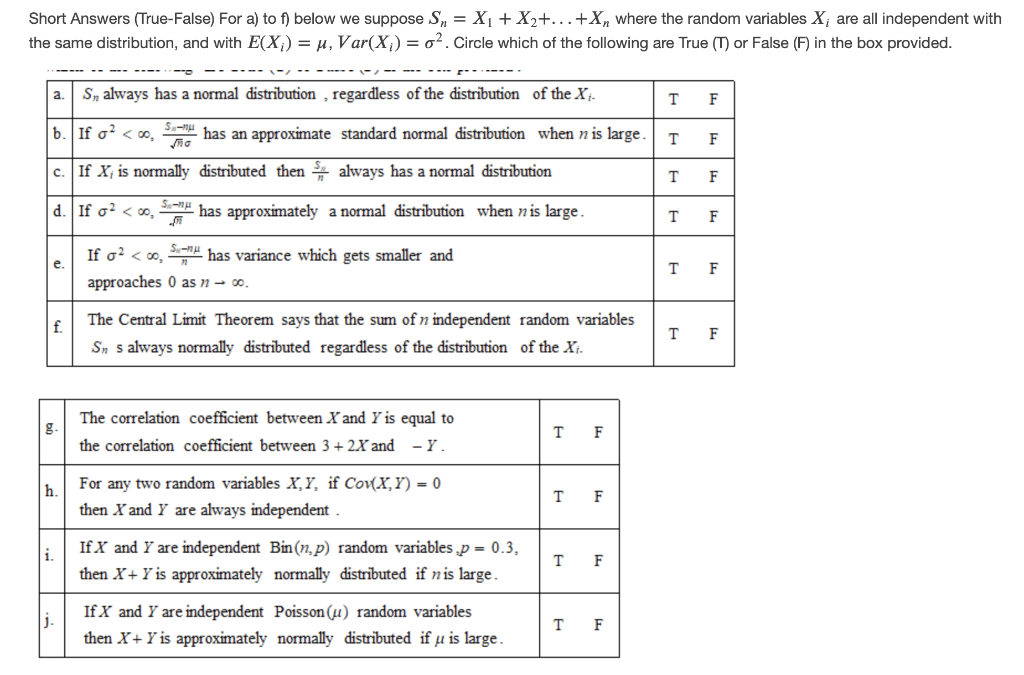 Solved Short Answers True False For A To F Below We S Chegg Com