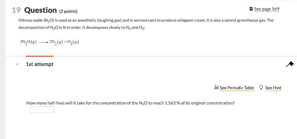 Solved Nitrous oxide (N2O) is used as an anesthetic | Chegg.com