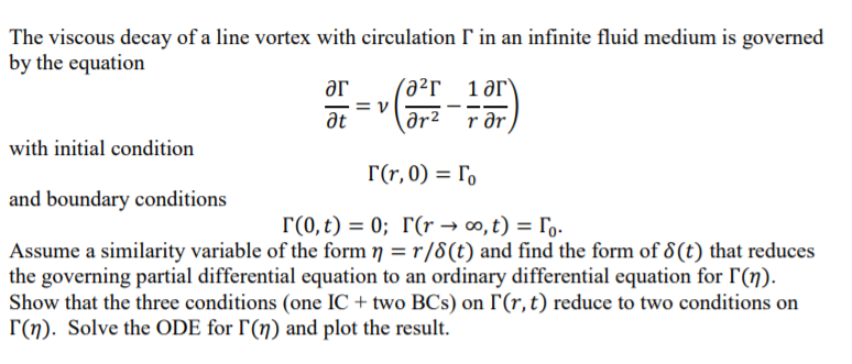 The viscous decay of a line vortex with circulation I | Chegg.com