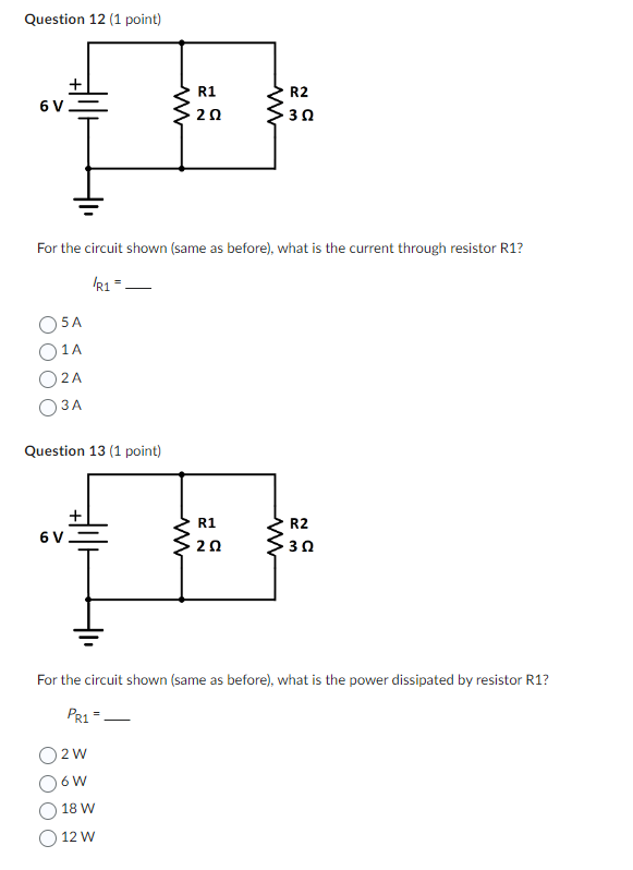 Solved Question 12 (1 point) For the circuit shown (same as | Chegg.com