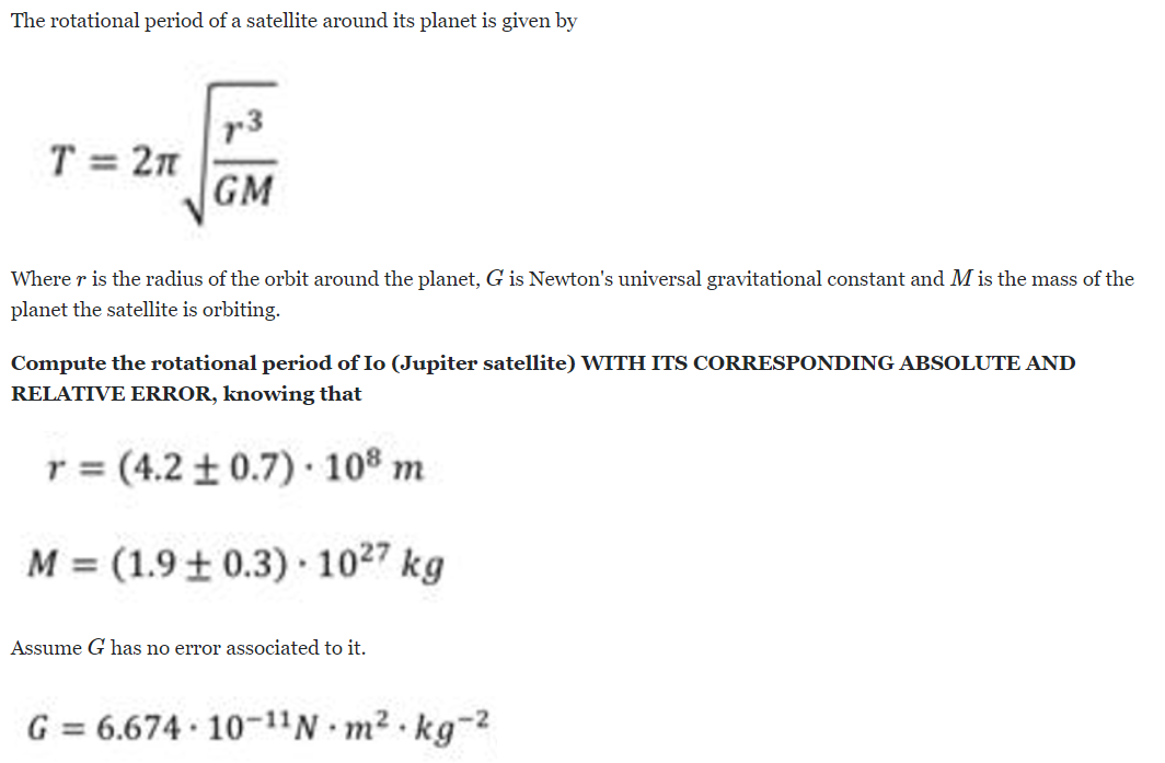 Solved The rotational period of a satellite around its | Chegg.com