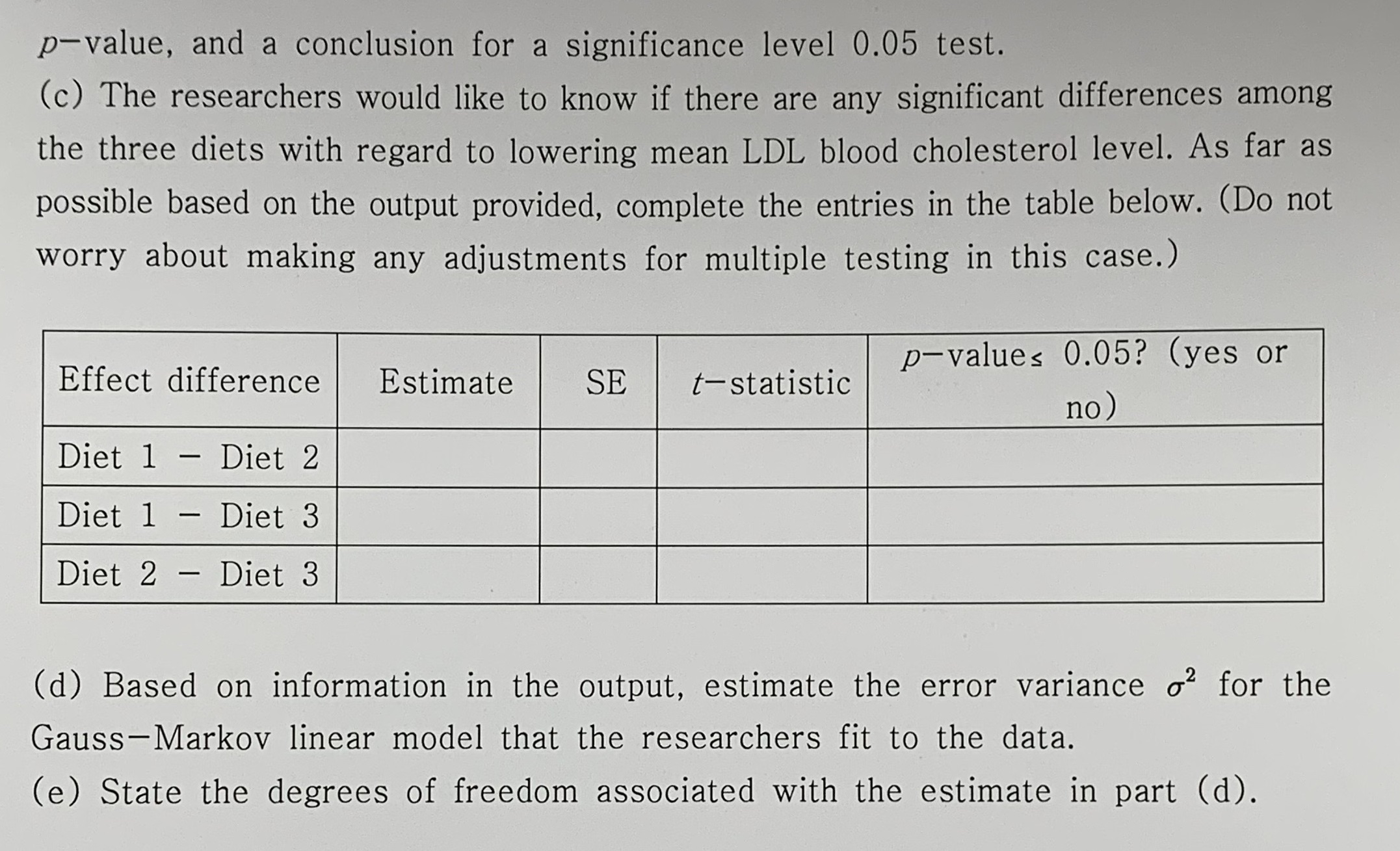 Solved An experiment was conducted to study the effects of a | Chegg.com