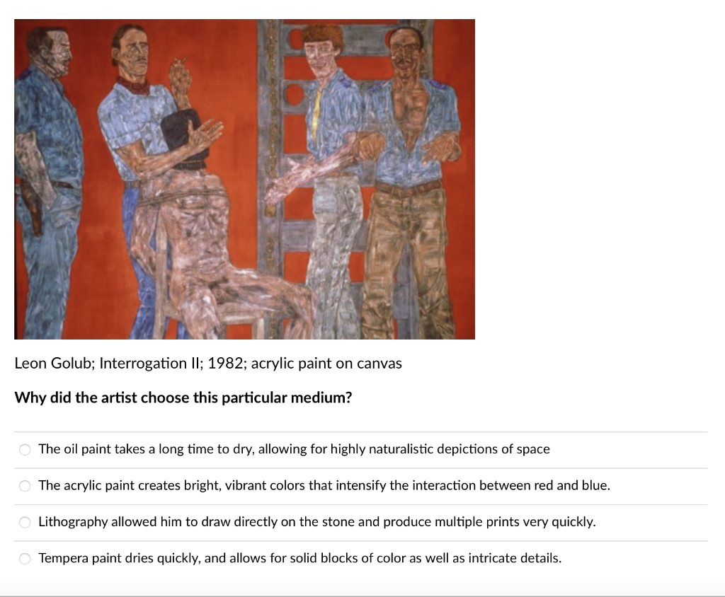 Leon Golub; Interrogation II; 1982; acrylic paint on | Chegg.com