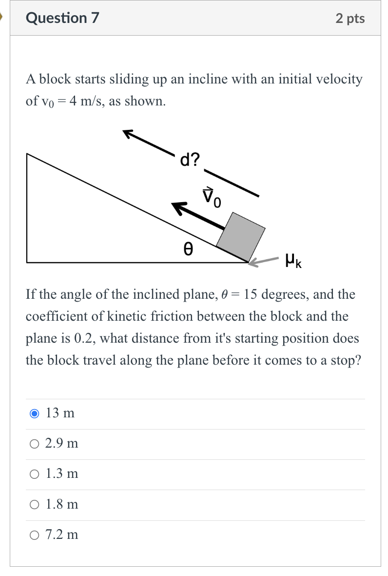 Solved A block starts sliding up an incline with an initial