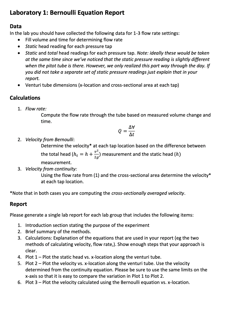 bernoulli's equation experiment lab report