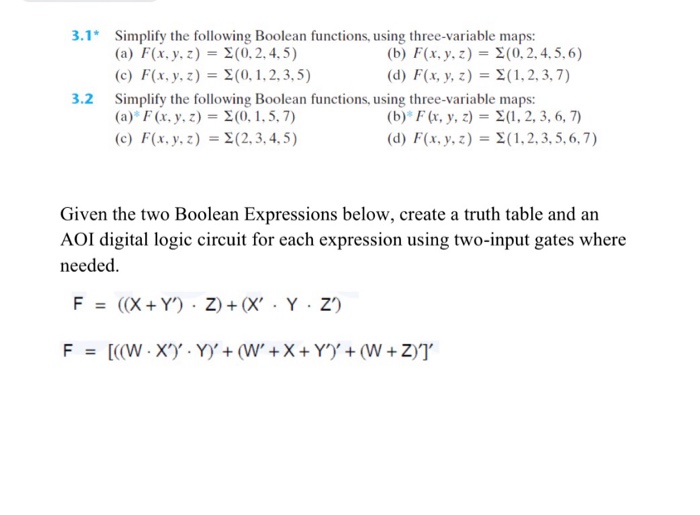 Solved .1 Simplify The Following Boolean Functions, Using | Chegg.com