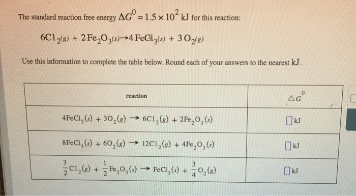 Solved The Standard Reaction Free Energy Delta G Degree