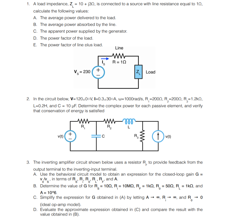 Solved 1. A load impedance, Z10 + 3Ω, is connected to a