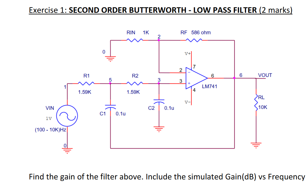 Solved Exercise 1: SECOND ORDER BUTTERWORTH - LOW PASS | Chegg.com