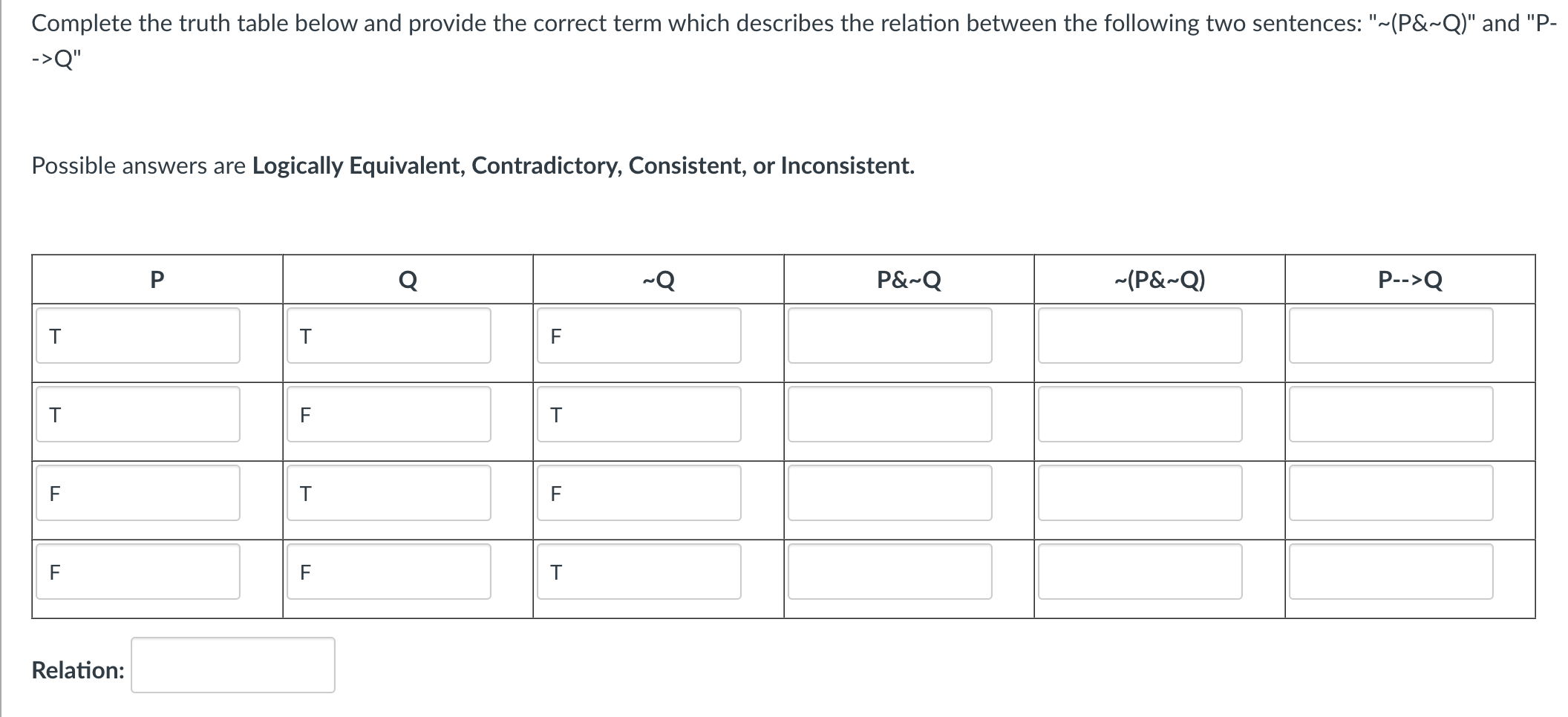 Solved Complete the truth table below and provide the | Chegg.com