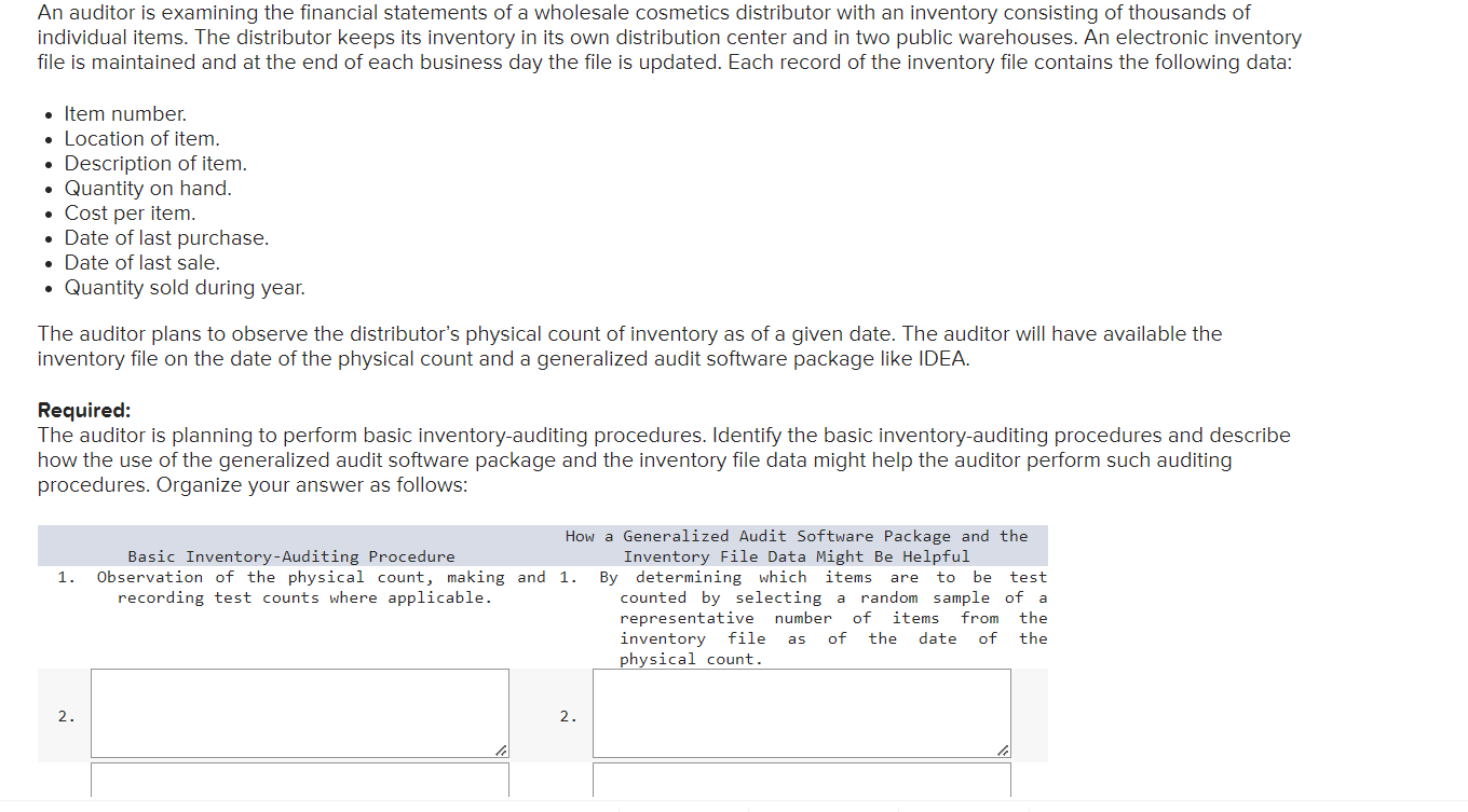 An auditor is examining the financial statements of a