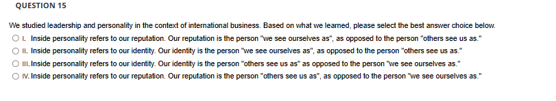 Solved We studied leadership and personality in the context | Chegg.com