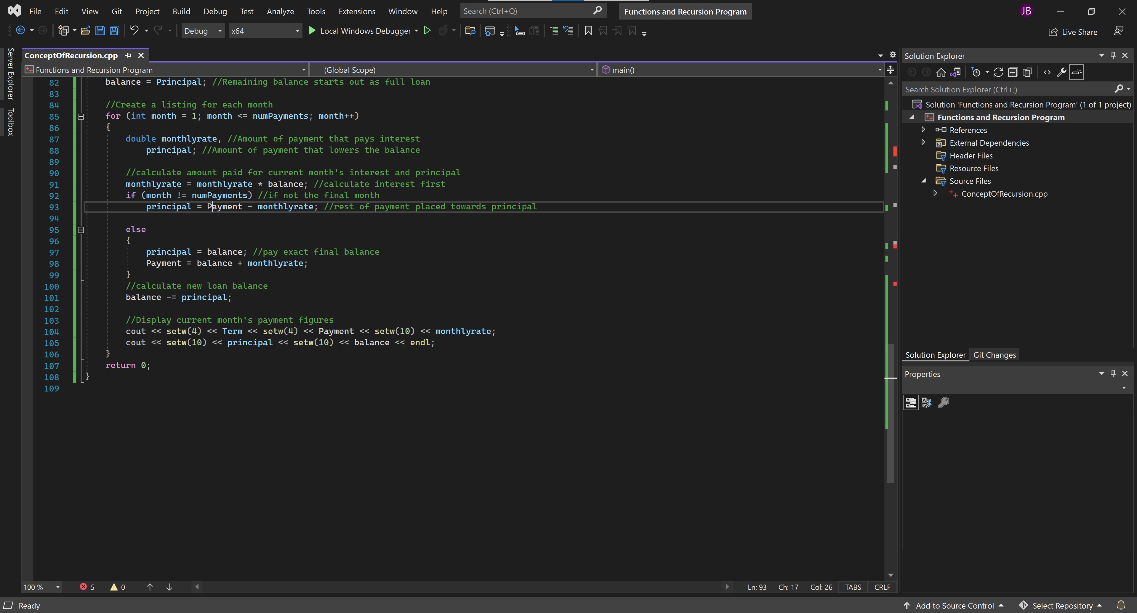 Solved I would like assistance with my coding C++ visual | Chegg.com