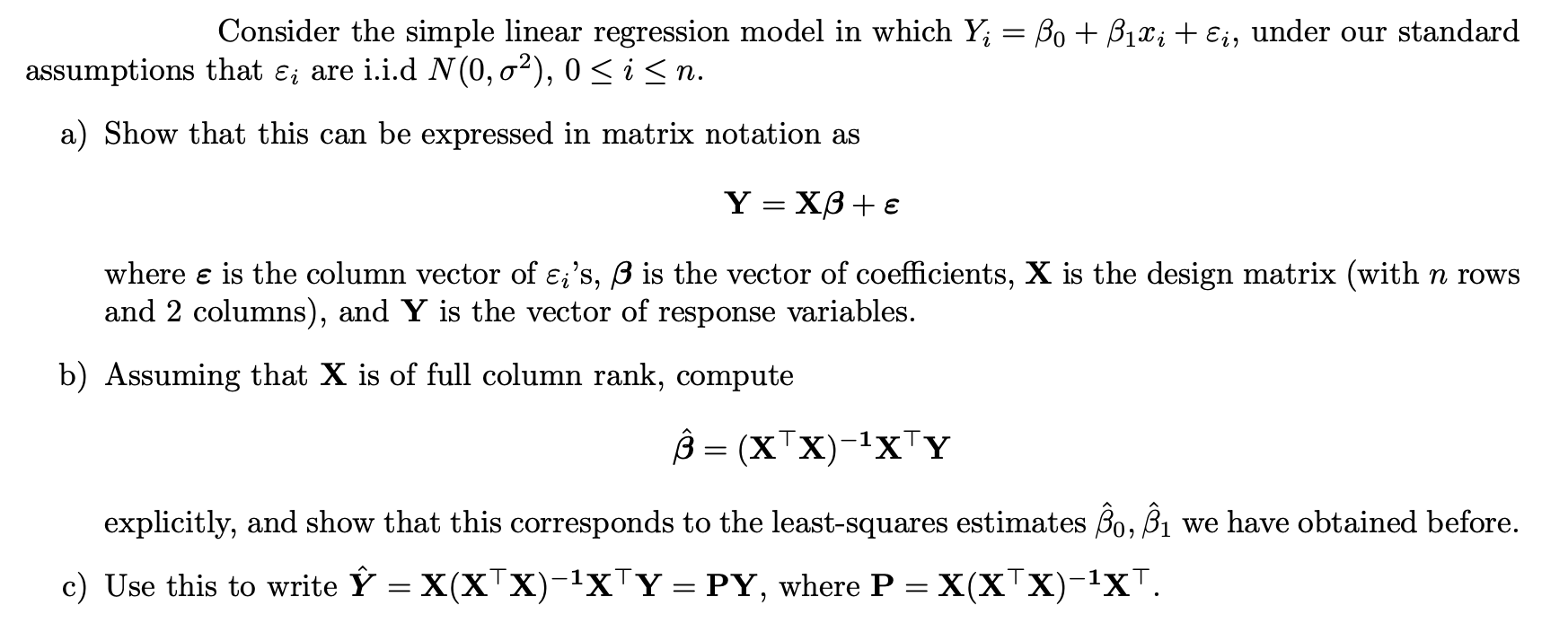 Solved Consider The Simple Linear Regression Model In Which 1942