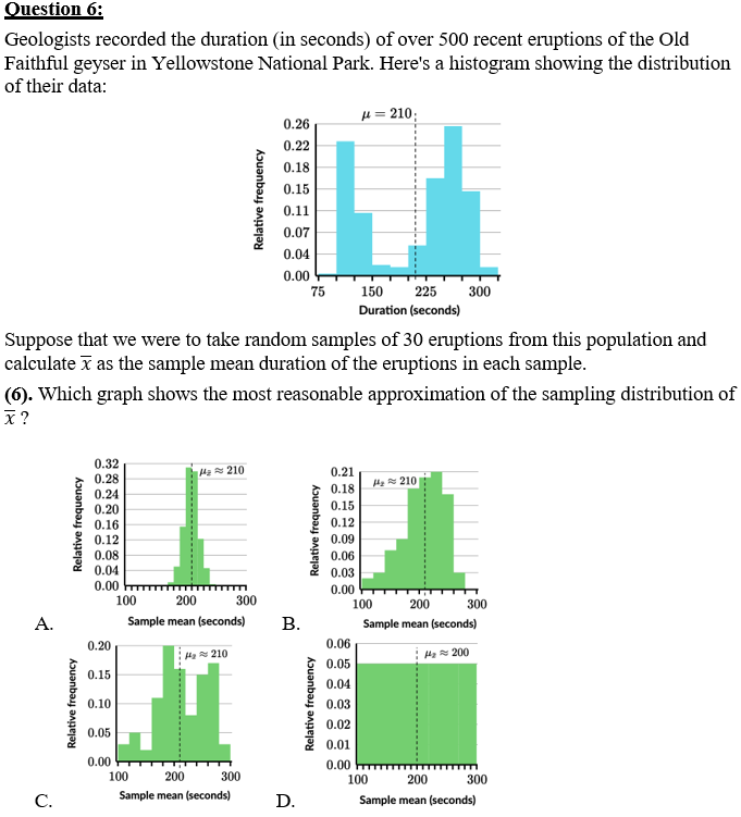 Solved Question 6:Geologists recorded the duration (in | Chegg.com