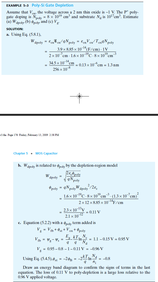 Example 5 3 Poly Si Gate Depletion Assume That Vox Chegg Com