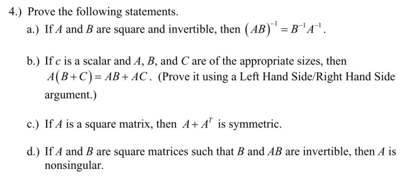 Solved 4.) Prove The Following Statements. A.) If A And B | Chegg.com