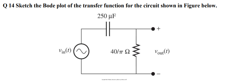 Solved Q 14 Sketch the Bode plot of the transfer function | Chegg.com