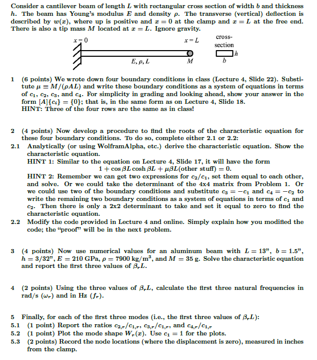 Consider A Cantilever Beam Of Length L With Rectan Chegg Com