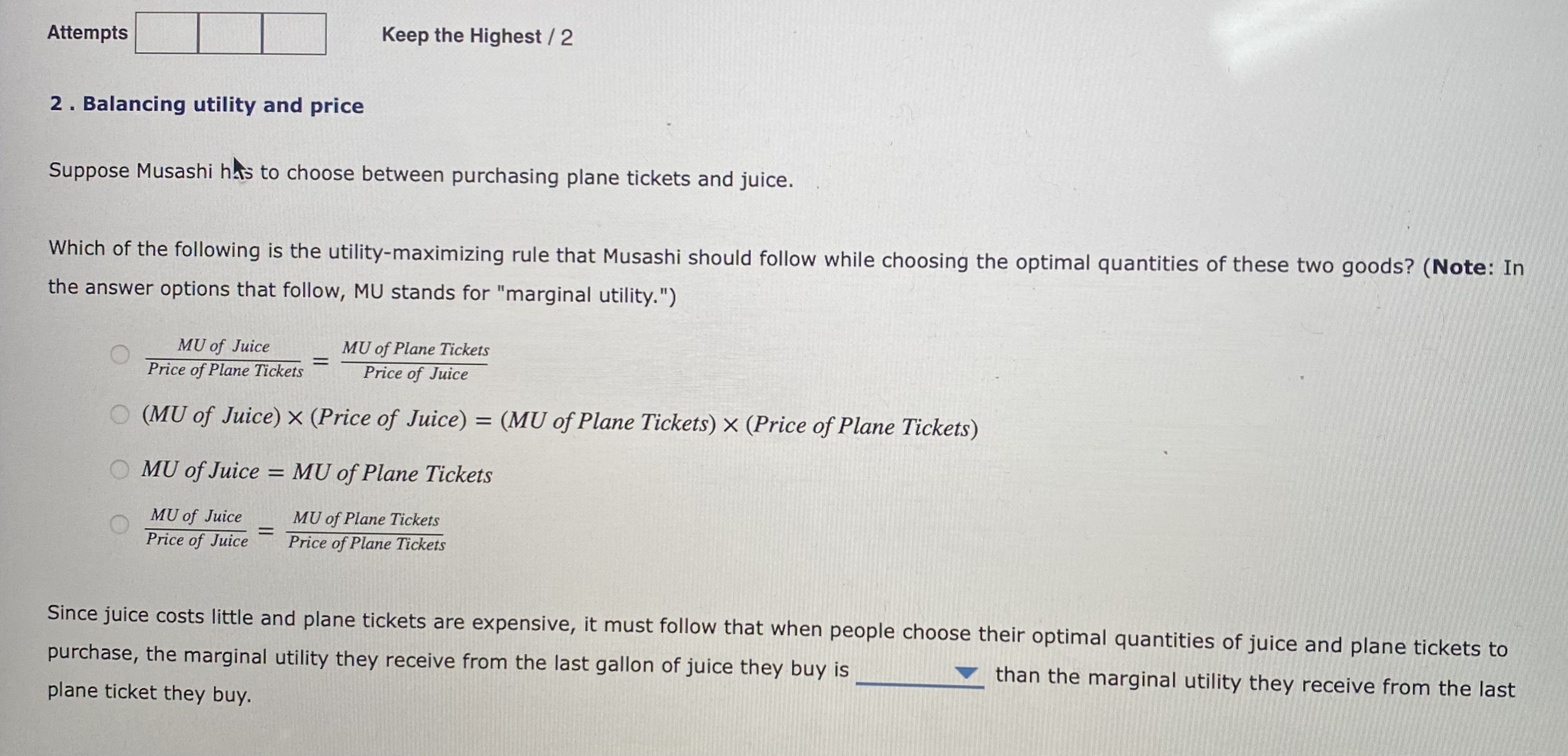 Solved The options for the blank space is (greater or Less), | Chegg.com