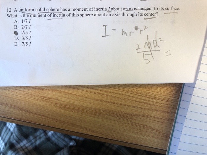 moment of inertia of solid sphere about axis as tangent