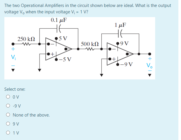 Solved The two Operational Amplifiers in the circuit shown | Chegg.com