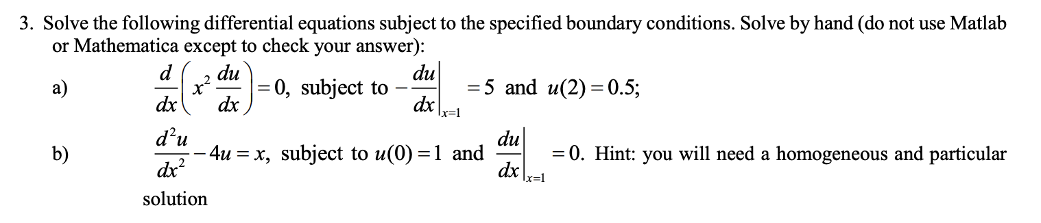 Solved 3. Solve the following differential equations subject | Chegg.com