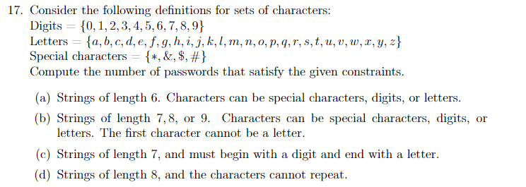 Solved 17 Consider The Following Definitions For Sets Of Chegg Com