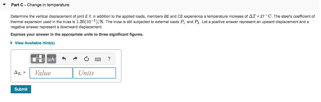 Solved Part C Change in temperature Determine the vertical | Chegg.com