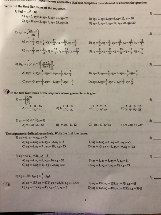 Solved Ose The One Alternative That Best Completes The Chegg