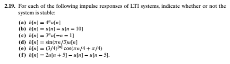 Solved 2.19. For each of the following impulse responses of | Chegg.com