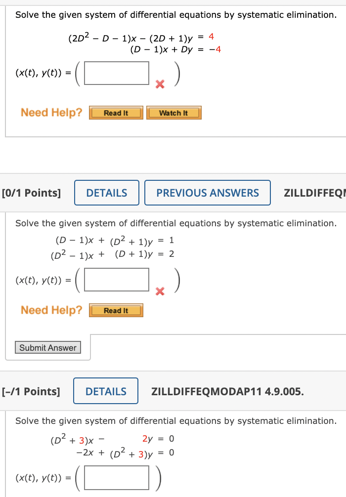 Solved Solve The Given System Of Differential Equations By 2982