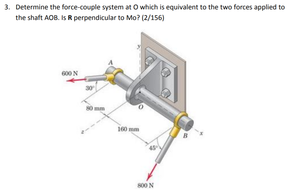 Solved 3. Determine the force-couple system at O which is | Chegg.com