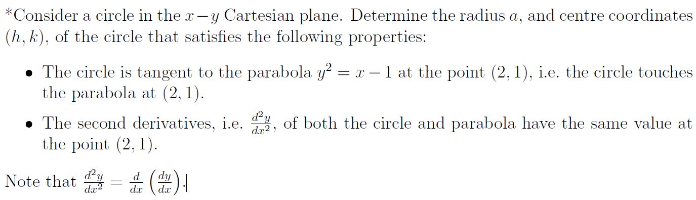 Solved *Consider a circle in the x−y Cartesian plane. | Chegg.com