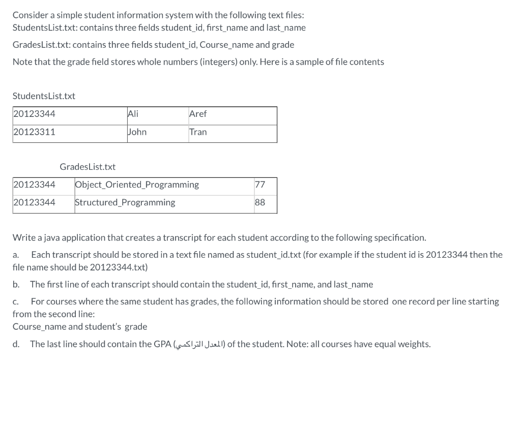 Solved Consider a simple student information system with the | Chegg.com