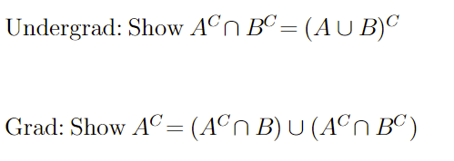 Solved Show AC∩BC=(A∪B)C AC=(AC∩B)∪(AC∩BC) | Chegg.com