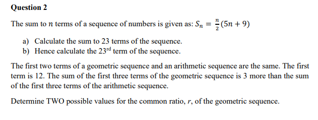 sum of n terms sequence