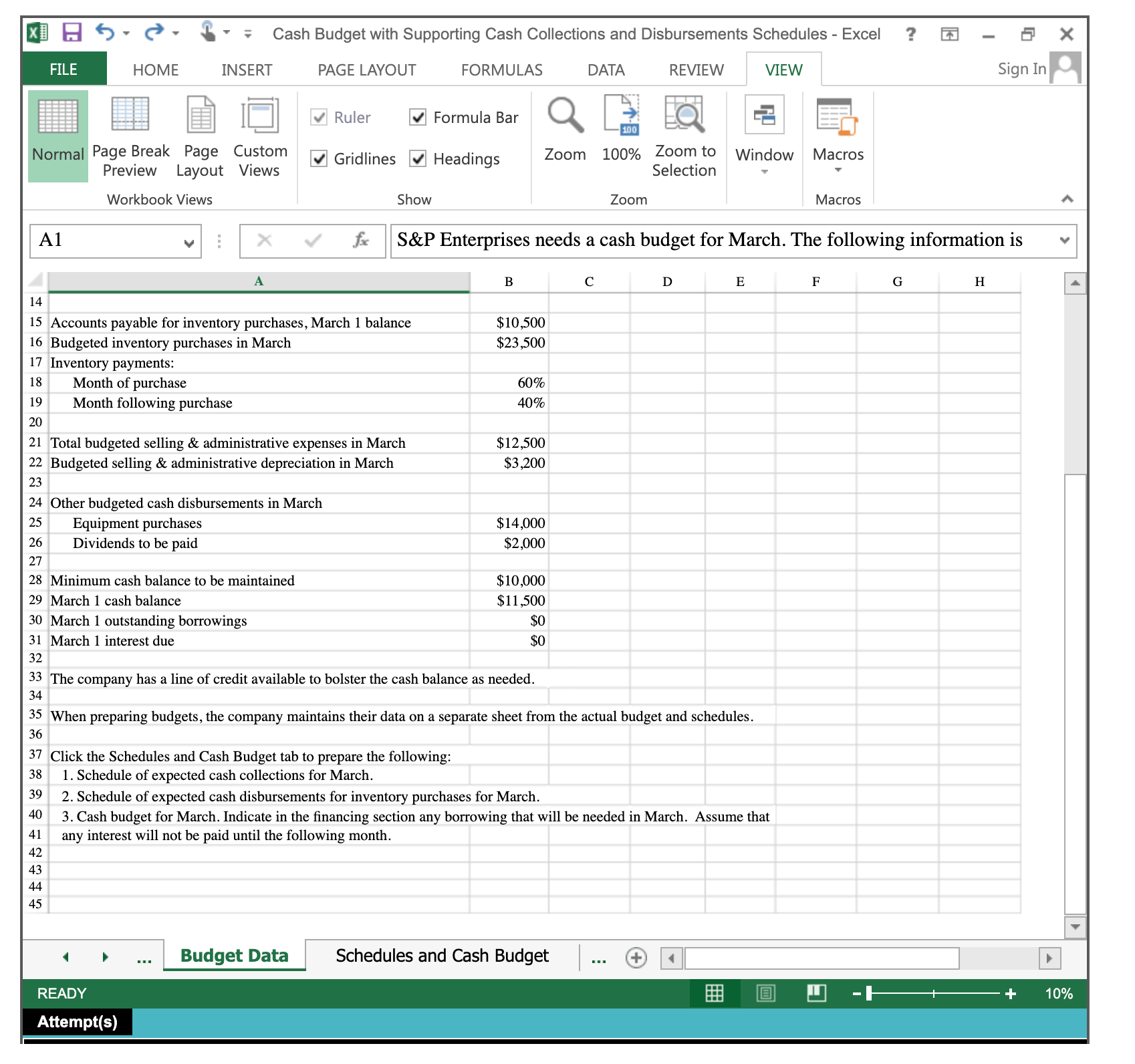 Solved Preparing a Cash Budget with Supporting Schedules | Chegg.com